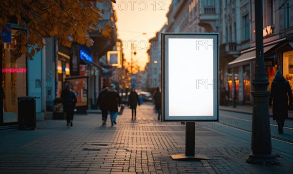 Blank street billboard on city street. Mock up AI generated