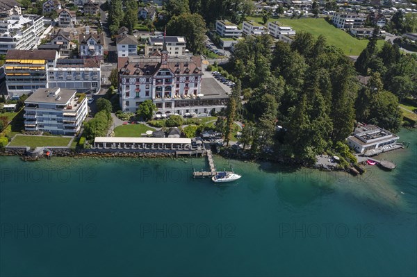 Vitznau with Hotel Vitznauerhof, Lake Lucerne, Canton of Lucerne, Switzerland, Vitznau, Lake Lucerne, Lucerne, Switzerland, Europe