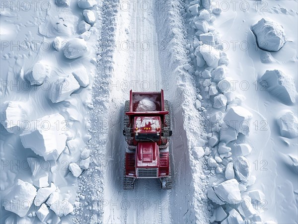 Lithium mining in a white salt lake in South America, AI generated