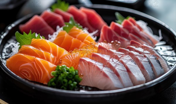 Japanese Sushi Set, Different Types of Nigiri Sashimi AI generated