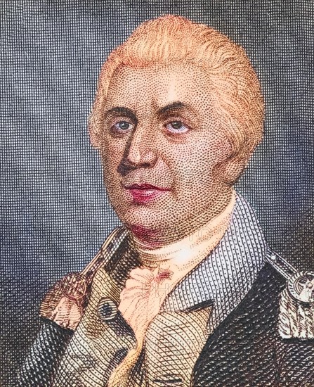 James Mitchell Varnum 1748, 1789, American lawyer and general during the American Revolutionary War. From the book Gallery of Historical Portraits, published around 1880, Historical, digitally restored reproduction from a 19th century original, Record date not stated