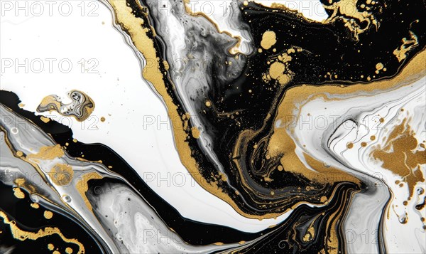 Marble abstract acrylic background. Marbling artwork texture. Agate ripple pattern. Gold powder AI generated