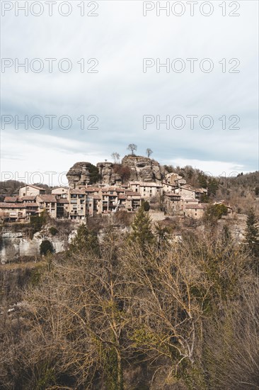 Panoramic of Rupit, one of the best known medieval towns in Catalonia in Spain