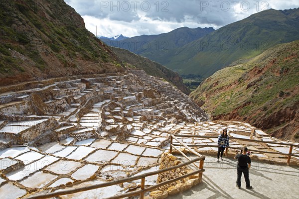 Salineras de Maras or salt mines of Maras, Cusco region, Peru, South America