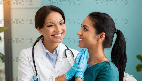 AI generated, RF, woman, woman, doctor, female doctor, two, 30-35, years, attractive, attractive, doctor's office, holding, hand, in love, love, affection, tenderness, blonde, blond, blonde, beautiful teeth, long hair, two people, lovers, AI generated