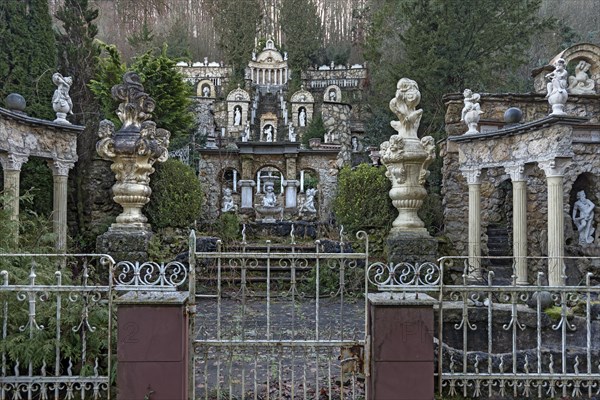 Privately recreated baroque garden on a mountainside, Egloffstein, Upper Franconia, Bavaria, Germany, Europe