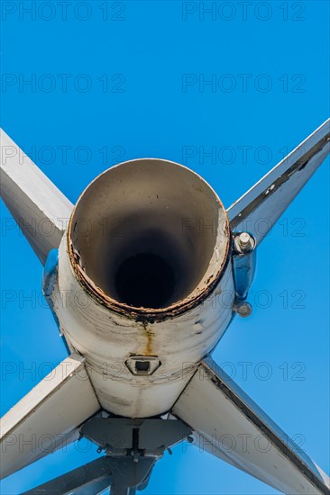 Exhaust and fins of surface-to-air missile on display at public park