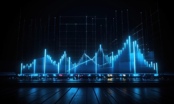 Financial stock market graph on technology abstract background. Finance and investment concept AI generated