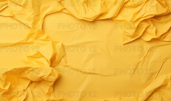 Yellow crumpled paper background with space for text or image AI generated