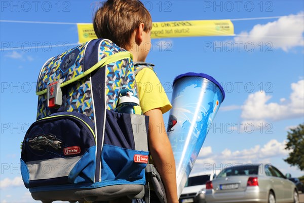 Child on the way to his first day of school (Mutterstadt, Germany, 14/08/2019), Europe