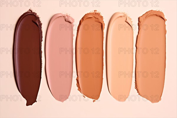 Swatches of foundation makeup for different skin color shades. KI generiert, generiert AI generated