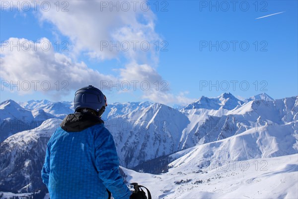 Skier enjoys the view in the Serfaus, Fiss, Ladis ski area