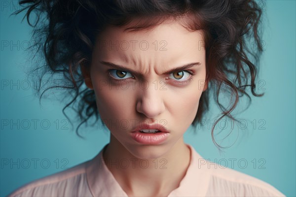 Portriat of angry woman's face. KI generiert, generiert AI generated