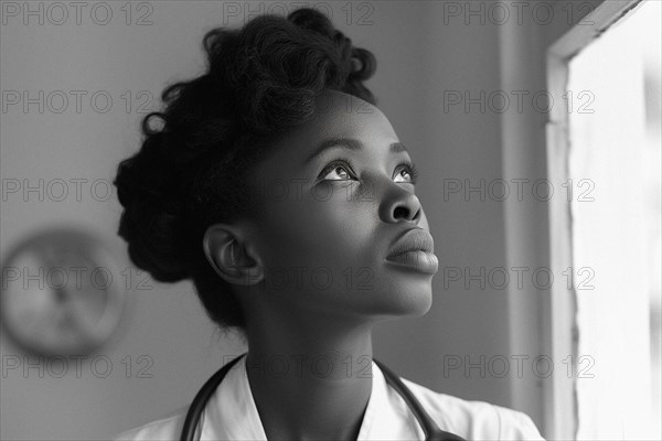 Portrait of an African American female doctor, AI generated