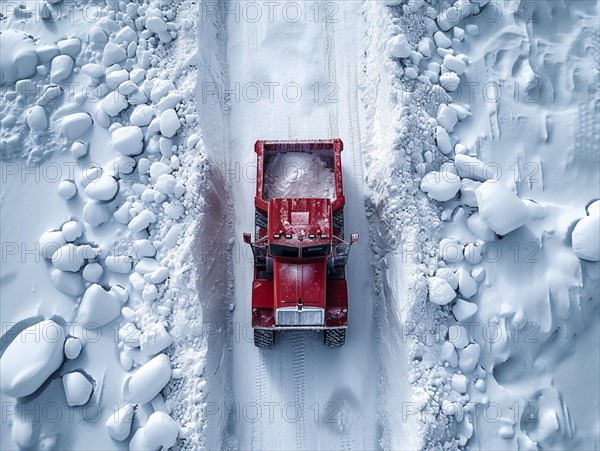 Lithium mining in a white salt lake in South America, AI generated