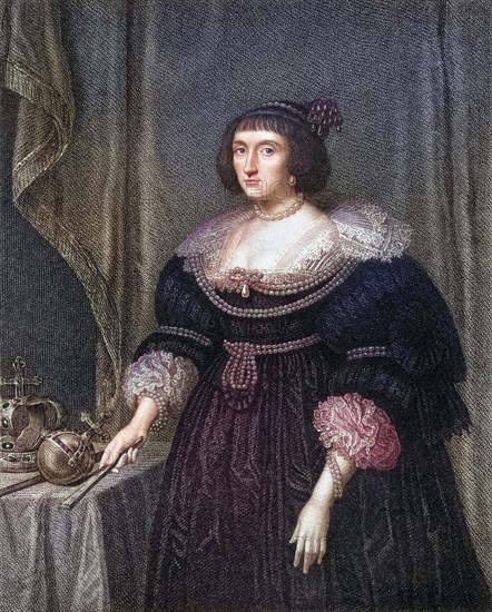Elisabeth, Queen of Bohemia, 1596-1662, daughter of James I, From the book Lodge's British Portraits published in London 1823, Historical, digitally restored reproduction from a 19th century original, Record date not stated
