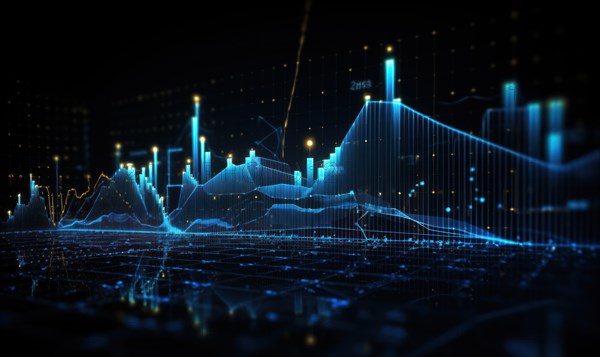 Financial stock market graph on technology abstract background. Finance and investment concept AI generated