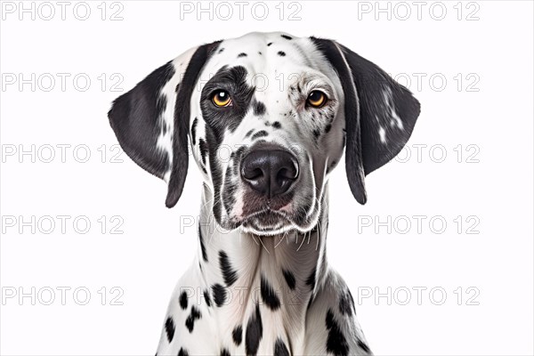 Portrait of Dalmatian dog on white background. KI generiert, generiert AI generated