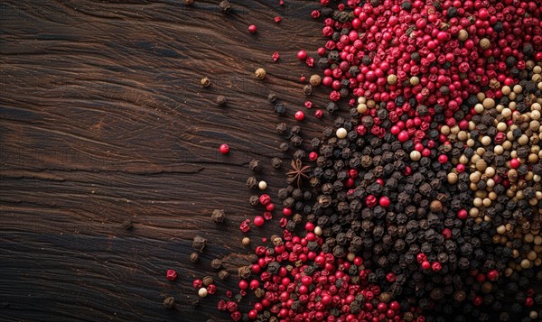 Pepper mix on a vintage background as detailed close-up shot (selective focus) AI generated