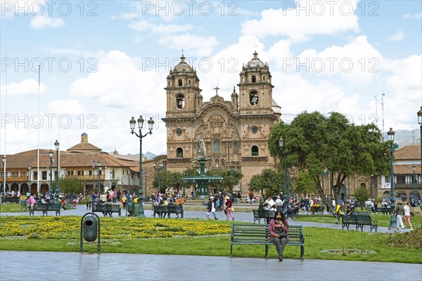 Historic Jesuit church Iglesia de la Compania de Jesus at the Plaza de Armas, historic centre, Cusco, Cusco province, Peru, South America