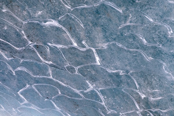 Ice structure of a glacier cave, winter, Morteratsch glacier, Pontresina, Engadin, Grisons, Switzerland, Europe