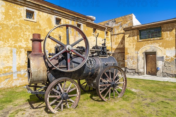 Historic locomotive in the Presidio Museum and Maritime Museum, Ushuaia, Tierra del Fuego Island, Patagonia, Argentina, South America