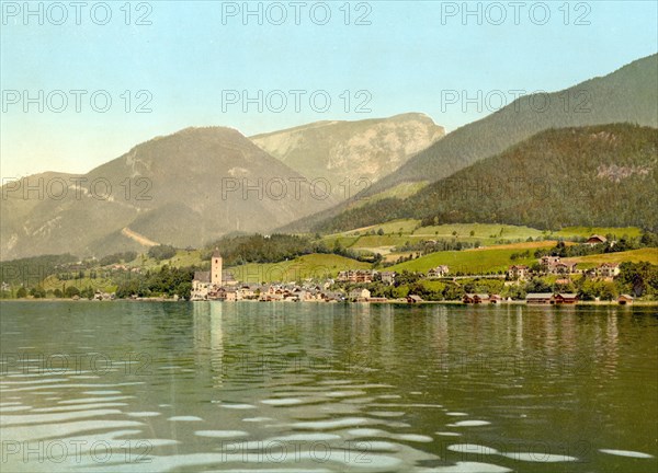 St. Wolfgang, Salzkammergut, Austria, c. 1890, Historic, digitally restored reproduction from a 19th century original St. Wolfgang, Austria, c. 1890, Historic, digitally restored reproduction from a 19th century original, Europe