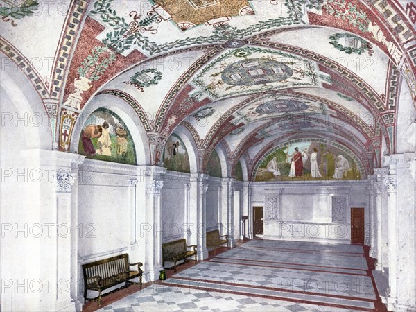 Entrance Pavilion at the North Hall, Library of Congree, Washington, United States, 1890, Historic, digitally restored reproduction from a 19th century original Entrance Pavillion at the North Hall, United States, Historic, digitally restored reproduction from a 19th century original, North America