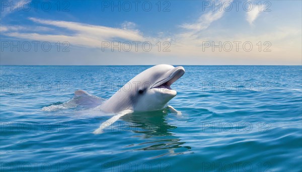 KI generated, animal, animals, mammal, mammals, biotope, habitat, one, individual, foraging, wildlife, beluga, beluga (Delphinapterus leucas) dolphin, dolphin, pilot whale, Arctic, skin bluish-white, cream-coloured, later white, carnivore, dolphin species, dolphin species