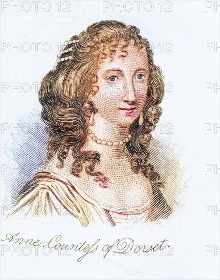 Anne Clifford Countess of Pembroke Dorset and Montgomery 1590-1676 English landowner and patron of authors and literature from the book Crabbs Historical Dictionary from 1825, Historical, digitally restored reproduction from a 19th century original, Record date not stated
