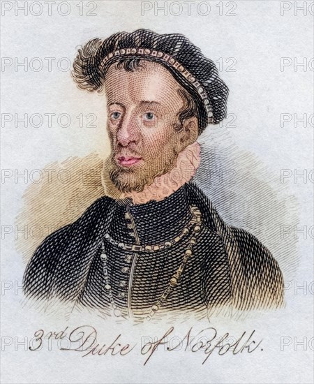 Thomas Howard 3rd Duke of Norfolk Earl of Surrey Earl Marshal 1473-1554 Prominent Tudor politician from the book Crabbs Historical Dictionary from 1825, Historical, digitally restored reproduction from a 19th century original, Record date not stated