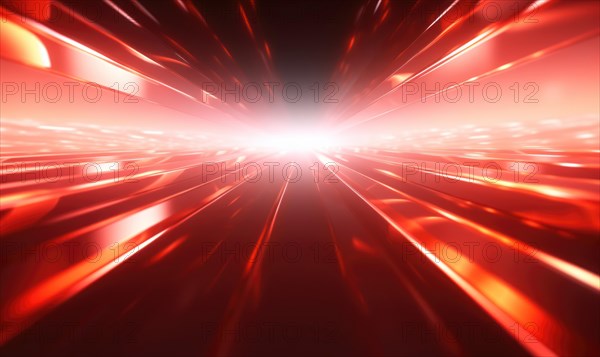 Radiant red light zooming on a digital grid in a dynamic and abstract futuristic style AI generated