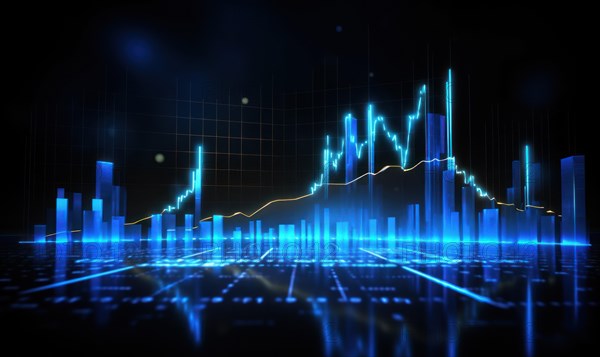 Stock market graph on digital screen. Business and financial concept AI generated