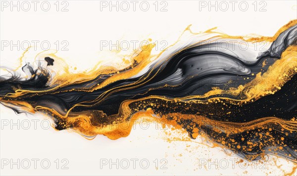 Marble abstract acrylic background. Marbling artwork texture. Agate ripple pattern. Gold powder AI generated