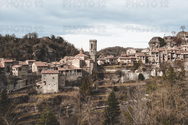 Panoramic of Rupit, one of the best known medieval towns in Catalonia in Spain