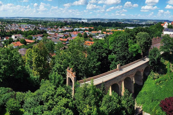 Aerial view of Dingolfing with a view of the historic town centre. Dingolfing, Lower Bavaria, Bavaria, Germany, Europe