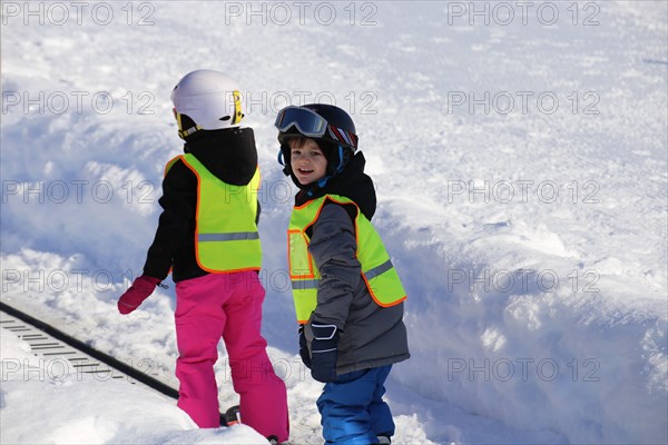 Children at the ski school in the ski resort of Serfaus, Fiss, Ladis (Tyrol, Austria)