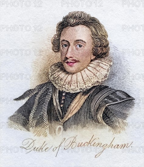 George Villiers 1st Duke of Buckingham alias Sir George Villiers or Baron Whadden Viscount Villiers 1592 1628 English statesman from the book Crabbs Historical Dictionary from 1825, Historical, digitally restored reproduction from a 19th century original, Record date not stated