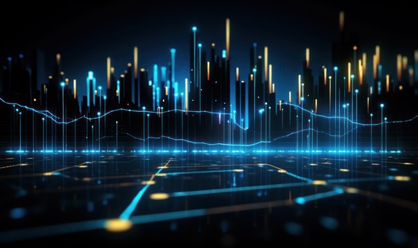 Financial stock market graph on technology abstract background. Finance and investment concept AI generated