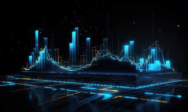 Stock market graph on digital screen. Business and financial concept AI generated