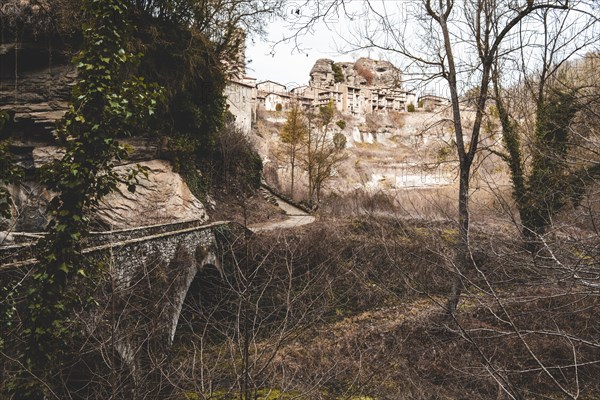 Panoramic of Rupit, one of the best known medieval towns in Catalonia in Spain