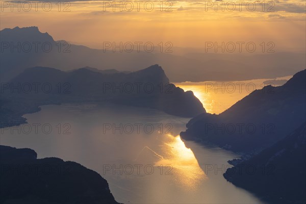 View from Fronalpstock to Lake Lucerne, Schwyz, Switzerland, Fronalpstock, Lake Lucerne, Schwyz, Switzerland, Europe