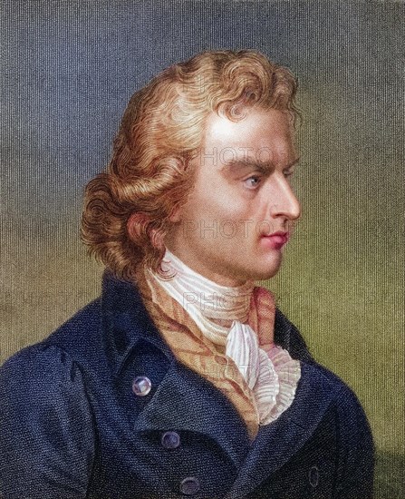 Friedrich von Schiller 1759-1805, German poet, playwright, philosopher and historian. From the book Gallery of Portraits, 1833, Historical, digitally restored reproduction from a 19th century original, Record date not stated
