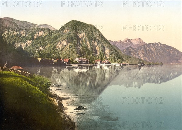 Weissenbach am Attersee, Austria, c. 1890, Historic, digitally restored reproduction from a 19th century original Weissenbach am Attersee, Austria, c. 1890, Historic, digitally restored reproduction from a 19th century original, Europe