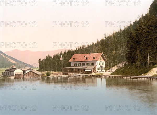 Lake Achensee, Seepitz, Tyrol, formerly Austro-Hungary, today Austria, c. 1890, Historic, digitally restored reproduction from a 19th century original The lake Achensee, Tyro, former Austro-Hungary, today Austria, 1890, Historic, digitally restored reproduction from a 19th century original