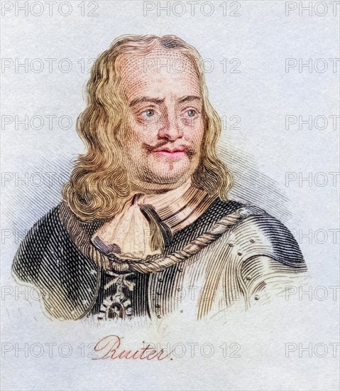 Michiel Adriaenszoon de Ruyter 1607, 1676, Dutch admiral. From the book Crabb's Historical Dictionary, published 1825, Historical, digitally restored reproduction from a 19th century original, Record date not stated