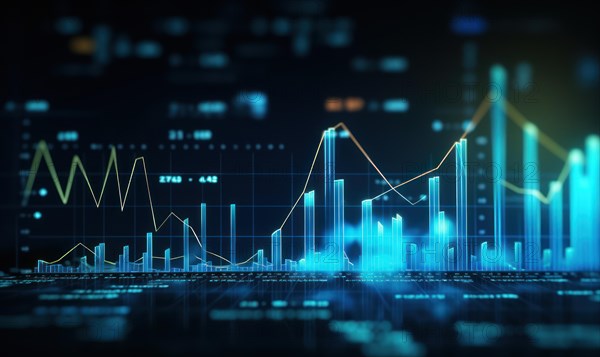 Financial chart on dark background. Stock market concept AI generated