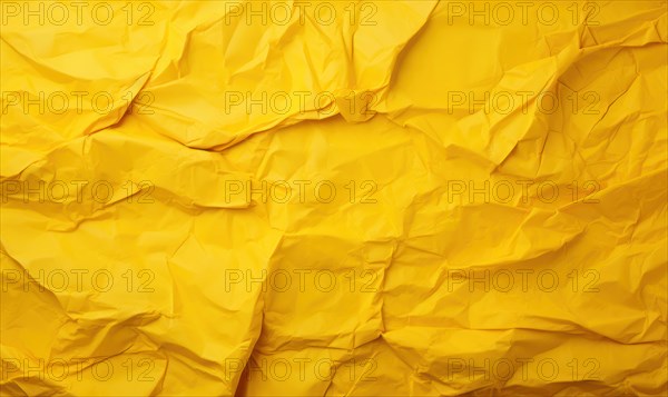 Yellow crumpled paper background with space for text or image AI generated
