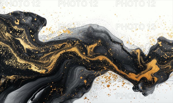 Marble abstract acrylic background. Marbling artwork texture. Agate ripple pattern. Gold powder AI generated