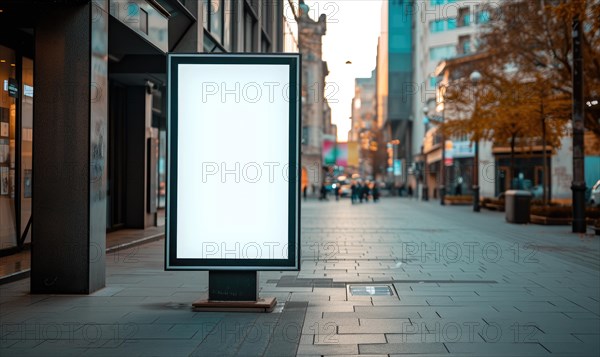 Blank street billboard on city street. Mock up AI generated